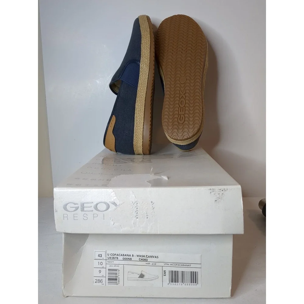 Geox Men's U Copacabana  Slip On‎ Wash Canvas Size 10 Navy Blue
